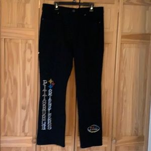 Black boot cut jeans STEELER logo